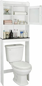 ZENY Over The Toilet Storage Cabinet, Bathroom Organizer with Adjustable Shelf and Double Doors, Freestanding Bathroom Space Saver Toilet Rack (White) - Image 8