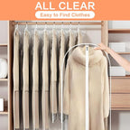 Clear Garment Bags (24'' x 48'' Set of 6) Clothes Covers for Closet Storage Closet Cover for Open Closet Hanging Clothes Travel Bag Clothes Bags with Zipper Gown Garment Bag for Long Dresses - Image 5