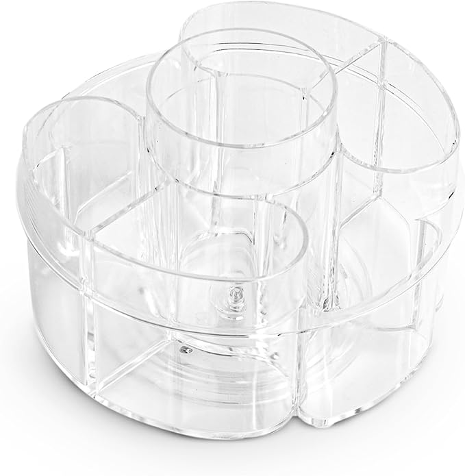 Masirs Small 360 Rotating Makeup Organizer, 5 Compartments, Round Clear by Masirs