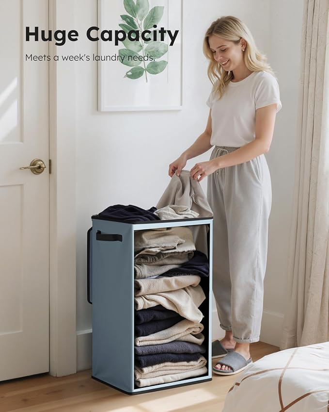 SOLEDI 90L Laundry Hamper with Lid, Large Collapsible Laundry Basket - Image 3