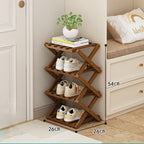 YYW Shoe Rack, Foldable Bamboo Shoes Shelf, Freestanding Shoe Storage Organiser for Entryway, Hallway, Bedroom, Closet (Brown, 4 Layers) - Image 2