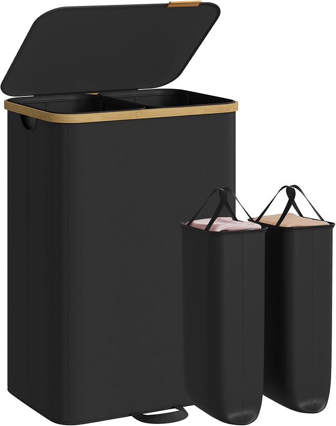 SONGMICS Laundry Hamper with Lid, 150L Laundry Basket，2 Compartments by Unknown
