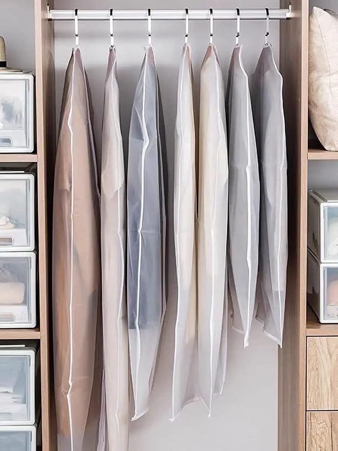 Garment Bags for Hanging Clothes (Set of 12) Travel Garment Bag with Zip Clothes Garmet Bag Shirt Suit Travel Bags for Men Closet Cover for Open Closet Storage (White 24'' x 48'') - Image 5