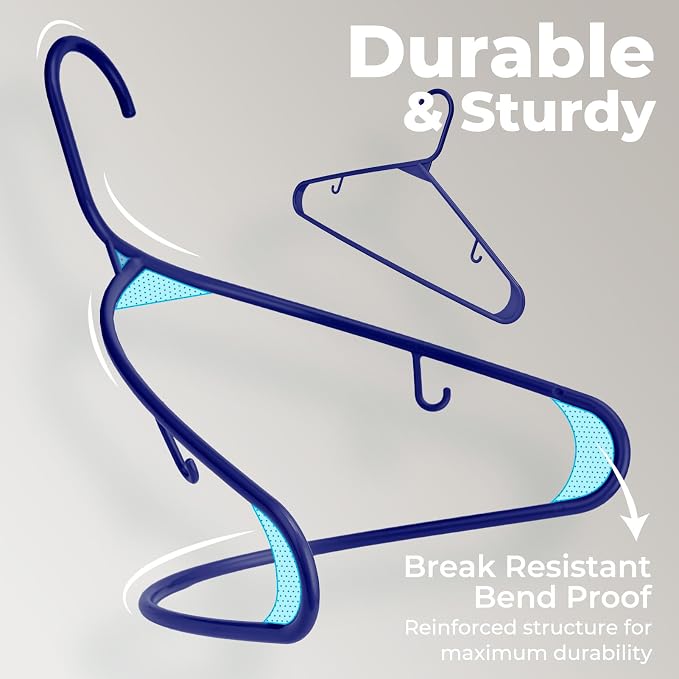 HOUSE DAY Blue Plastic Hangers 60 Pack, Slim Space-Saving Clothes Hangers - Image 6