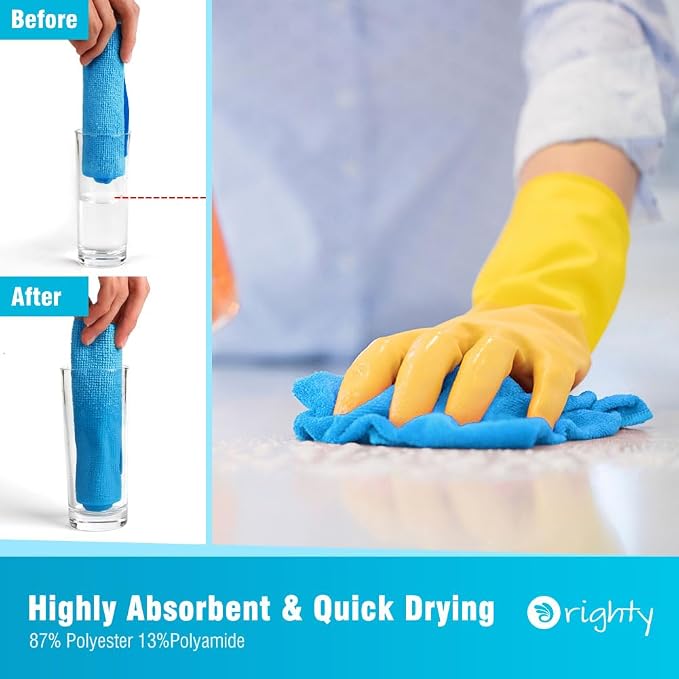 Orighty Microfiber Cleaning Cloth Bulk, 400 Pack Blue Shop Towels - Image 3