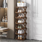 7 Tier Foldable Shoe Rack, Bamboo Vertical Shoe Organizer Tall for Multifunctional Narrow Shoe Shelf for Entryway, Closet, Corner, Bedroom, Hallway(Brown) by XZXWZX