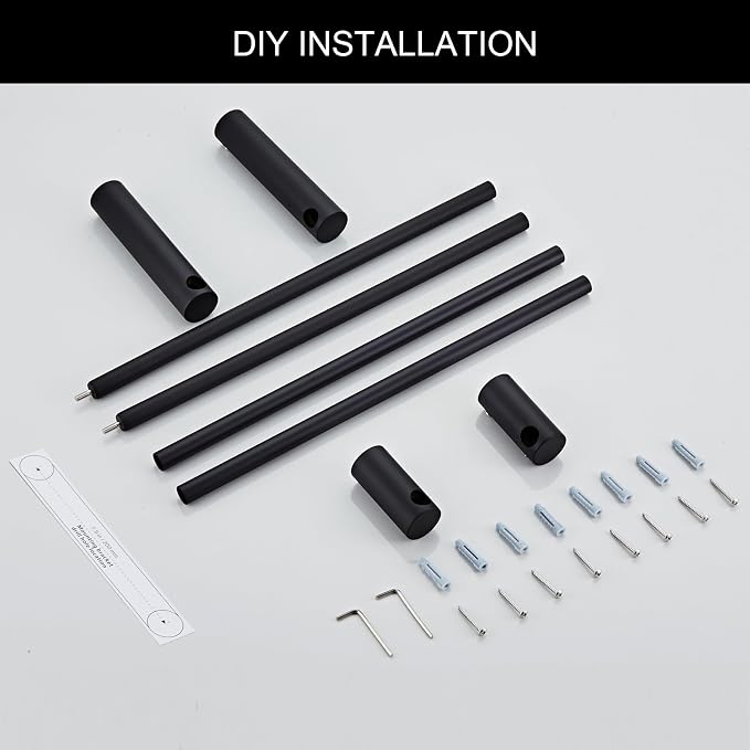 Towel Racks for Bathroom, NEWRAIN 30 inch Double Bath Towel Bar Wall Mounted, Stainless Steel Kitchen Towel Holder, Matte Black Towel Rod Towel Rail Hange - Image 7