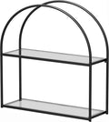 Crofy 2-Tier Arched Wall Shelf with Black Frame & Transparent Shelves by CrofyLLC