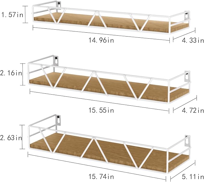 Floating Shelves Set of 3, Wood Wall Shelf, Farmhouse Shelf for Bedroom - Image 3
