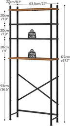 HOOBRO Over the Toilet Storage, 4-Tier Over Toilet Bathroom Organizer, Freestanding Above Toilet Shelf with Adjustable Feet, Space Saving, Easy to Assemble, Rustic Brown and Black BF64TS01 - Image 2