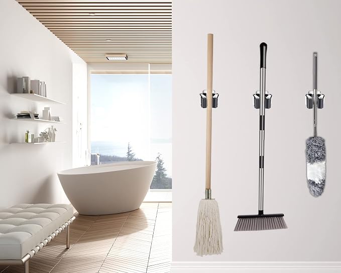 Verdenu 15 Pack Broom Holder Wall Mount, Mop and Broom Holder Wall Mount, Stainless Steel Command Broom Holder with Screws, Garden Tool Storage Organizer for Kitchen, Home, Bathroom, Garage, Grey - Image 6
