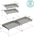 STARLATTA 2 Pcs Cabinet Organizer Shelf，Stackable Kitchen Counter Shelves, Spice Rack,Countertop Organizers，Black Plastic Storage Shelves Rack for Makeup，Bathroom, Cupboard，Desk，Pantry Organization - Image 3