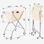 ELYKEN Laundry Basket with Wheels, Collapsible Laundry Hamper, Cream - Image 3