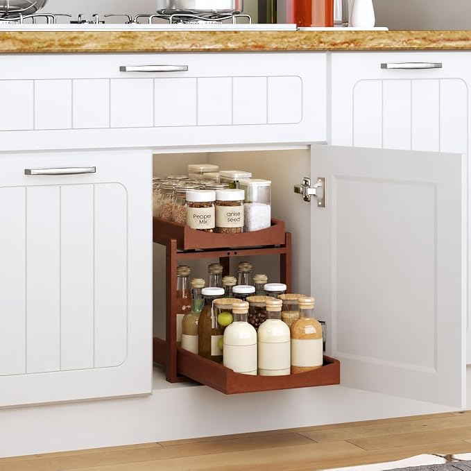 MHXW SXPN Bamboo Under Sink Organizer, 2 Pack Pull Out Cabinet Organizer - Image 2