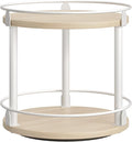 YATINEY Lazy Susan Organizer, Rotating Spice Rack, 2 Tier Spice Turntable Organizer, Industrial Turntable Spice Holder, for Kitchen Countertop, Compact and Versatile, White and Light Oak SR22WG by Yatiney