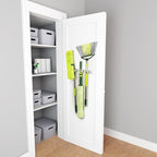 Pine-Sol Mop and Broom Holder - Hanging Wall Mount Storage Rack with 3 Slots and 6 Hooks - Adjustable Cleaning Tool Organizer for Garage, Kitchen, and Utility Closet - Image 2