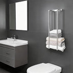 Towel Racks for Bathroom, NEWRAIN Stainless Steel Rolled Towel Storage Wall Mounted Bath Towel Holder for Folded Large Towel Washcloths, Bathroom Organizing Brushed Nickel - Image 2
