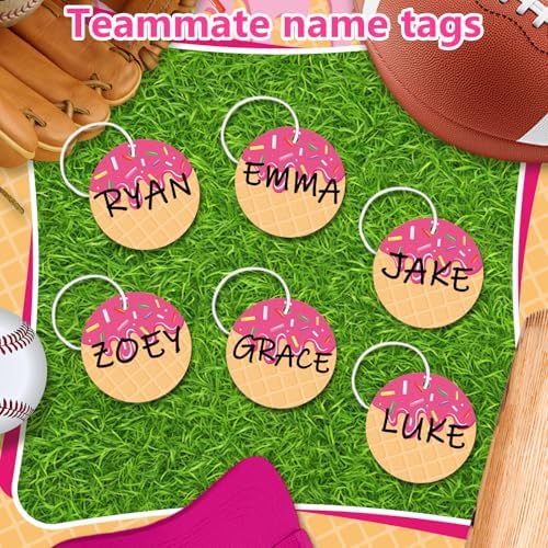 6pcs Pink Ice Cream Drip Baseball Softball Dugout Organizer Bat Holder Rack Fence Hook for Bag Helmet Glove with Name Tags for Boy Girl Team Gifts Coach Mom Must Have Gear Accessory - Image 6