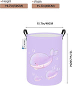 Round Purple Whale Laundry Hamper, Storage Basket for Adults and Kids - Image 2