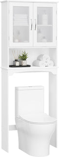 Yaheetech Slim Over the Toilet Storage Cabinet, Frosted Glass Doors, White by Unknown