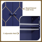 HLR Over The Toilet Storage Cabinet with Gold Trim, Over Toilet Bathroom Organizer with Adjustable Shelves and Toilet Paper Holder, Above Toilet Storage Cabinet Spacesaver for Bathroom (Blue) - Image 4