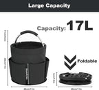 Cleaning Caddy with Handle, Cleaning Products Organiser, 17L Foldable Storage Basket, Cleaning Caddy Organiser, Portable Multi Cleaning Bucket Bag for Home, Garden (Black) - Image 4