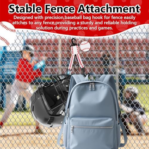 White Baseball Dugout Organizer Bat Rack Bag Hook for Fence Glove Clip Helmet Hanger Backpack Drinking Bottle Hook with Name Luggage Tag Baseball Team Gifts for Players Gear Coach Mom-2pcs - Image 7