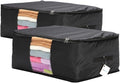 Comforter Storage Bags Pack of 2,Pillow Beddings/Blanket Clothes Organizer Storage Containers with Zippers,Breathable and Moistureproof(Black,2pcs) by VEAMOR