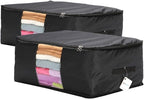 Comforter Storage Bags Pack of 2,Pillow Beddings/Blanket Clothes Organizer Storage Containers with Zippers,Breathable and Moistureproof(Black,2pcs) by VEAMOR