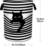 Black White Cat Laundry Basket Foldable Laundry Hamper With Handles Clothes Storage Bucket Organizer Laundry Bag For Bedroom Bathroom Laundry Storage 19.6 x 15.7 - Image 2