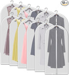 Clear Garment Bags for Hanging Clothes, 12 Pack 60 Inch Gown Covers by VOSIGREEN