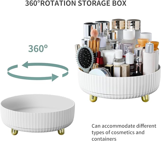 funest Makeup Perfume Organizer, 360 Degree Rotating Lazy Susan Cosmetic Desk Storage Lotions Display Case Round Tray with Large Capacity, for your Jewelry - Image 2