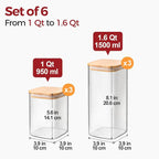 Glass Pantry Storage Containers with Lids 1/1.6 Qt 6 Pack Square - Image 2
