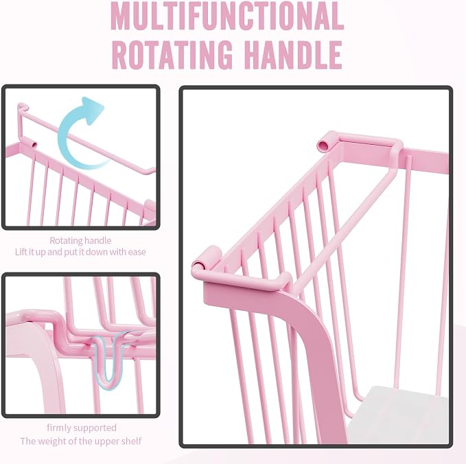 4 Pcs Stackable Wire Baskets for Pantry Organizers and Storage,pink, - Image 6