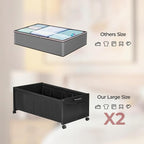 FOUCSSOMEI Under Bed Storage with Wheels, Wooden Under Bed Drawers On Wheels, Rolling Under Bed Shoe Storage, Space Saving, Black,Quadruple Size,90L - Image 4