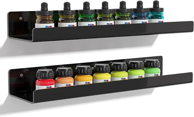 upsimples 2 Pcs 15" Acrylic Shelves for Wall Organize and Display, Black by upsimples