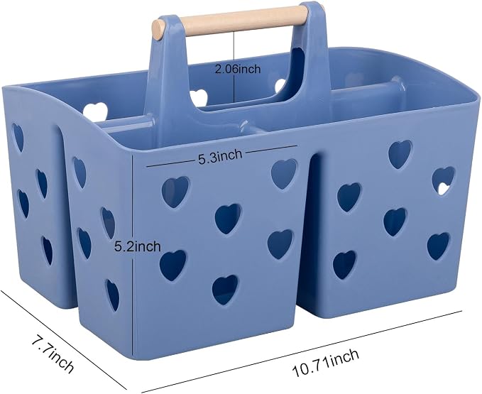 Portable Shower Caddy Plastic Shower Basket Organizer with Handle Dark Blue - Image 6
