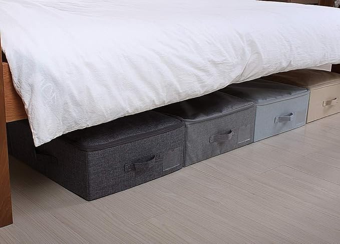 2pcs Rigid Underbed Zip Lid Storage Boxes, Clothes, Blankets Organizer Bins - Image 5