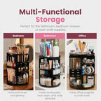 Masirs 360 Rotating Makeup Organizer Countertop, Adjustable Shelf, Black - Image 6