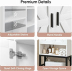 USHOWER White Over The Toilet Storage Cabinet with Barn Doors - Image 3