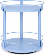 Light Blue Wooden Revolving Spice Rack 2 Tier Lazy Susan Organizer - Image 8