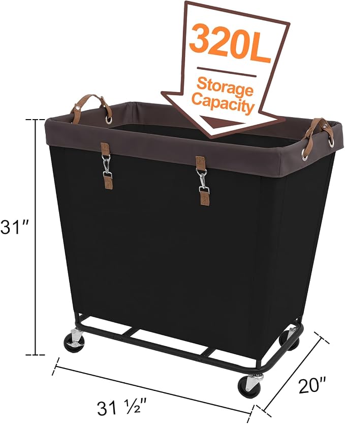 StorageWorks 320L Laundry Basket with Wheels, Rolling Hampers for Clothing - Image 2