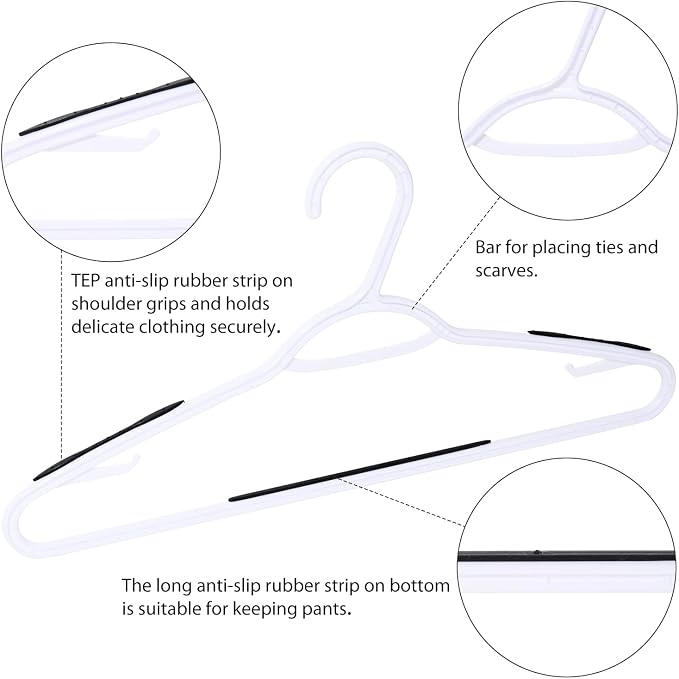 Plastic Clothes Hangers 30 Pack, Hangers with Grip Black - Image 3