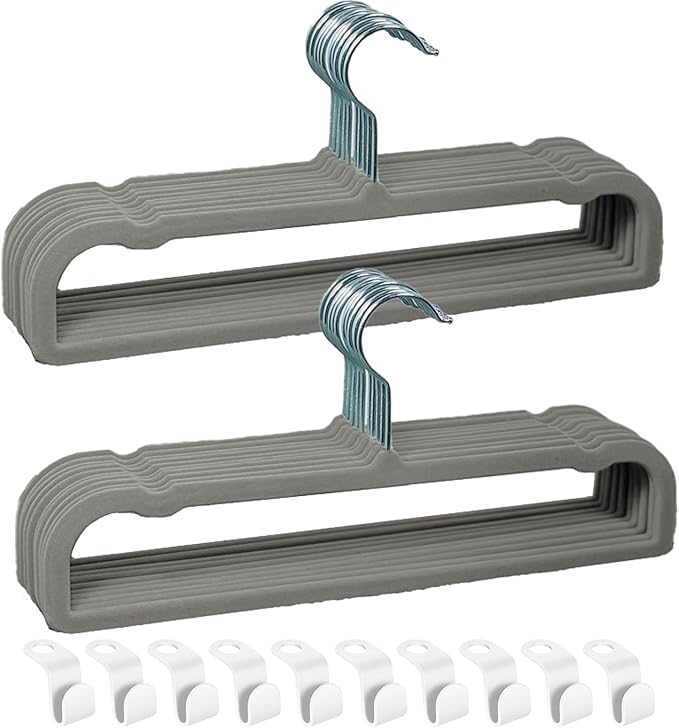 Velvet Hangers Non Slip - 20 Pack Pants Hangers for Grey Felt Hangers by WJWSKI