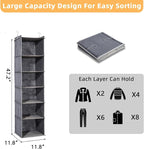 2 Packs Hanging Closet Organizer, 6-Shelf Closet Organizers and Storage with Side Pockets, Collapsible Hanging Shelves for Closet & RV & College Dorm,Grey - Image 2