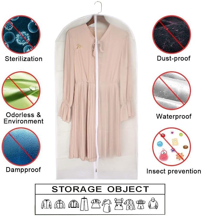 Garment Bags for Hanging Clothes 24'' x 40'' Suit Hanging Garment Bags White Breathable Suit Covers for Closet Full Zipper Dust Cover for Suits Dance Clothes Closet Pack of 6 - Image 4