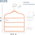 Tinfol Velvet Pants Hanger Space Saving with Hook, 6pc 4 Layers Non-Slip Jeans Hangers, Pink Multiple Clothes Hangers Closet Storage Organizer forJeans Scarf Towels Tie Towel - Image 2