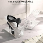 NVGSN 10Pack Clear Shoe Slot Organizer,Shoe Stacker,Storage Space Saver 50% | 3 Levels Adjustable Height 3.7''-7.7''shoe Organizer for Closet,Easy to Assemble shoe Rack Holder,Organizador de Zapatos - Image 3