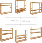 Domax Bamboo Bathroom Shelf 3-Tier Wall Mount Storage Rack Multifunctional Adjustable Layer Free Standing Over Toilet Utility Shelves Living Room Kitchen (Bamboo) - Image 5