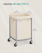 SONGMICS Laundry Basket with Wheels, 170L, Steel Frame, Removable Bag - Image 5